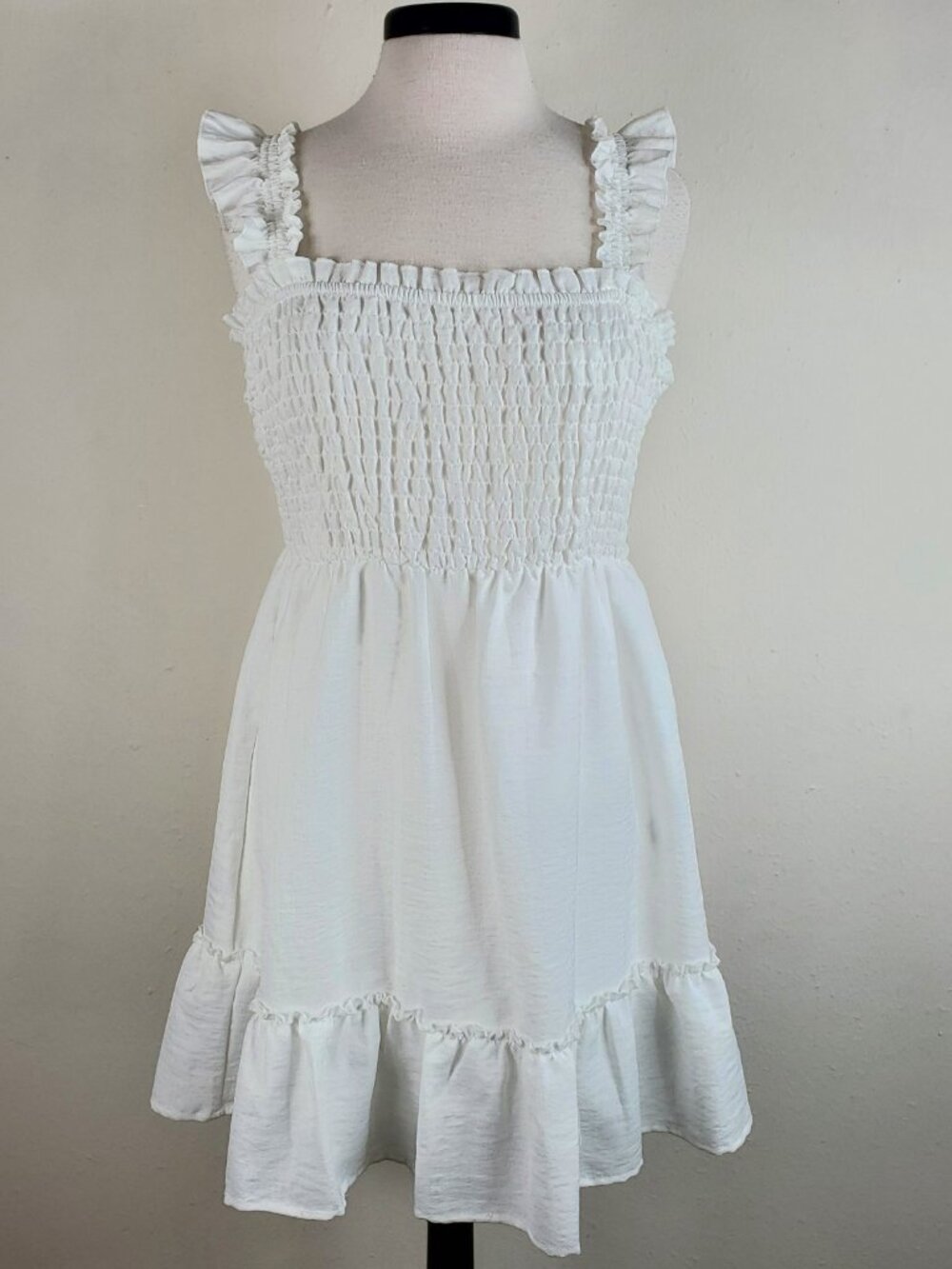 Lily Rose White Ruffled Shoulder Straps Skater Summer Dress Juniors Size XXL